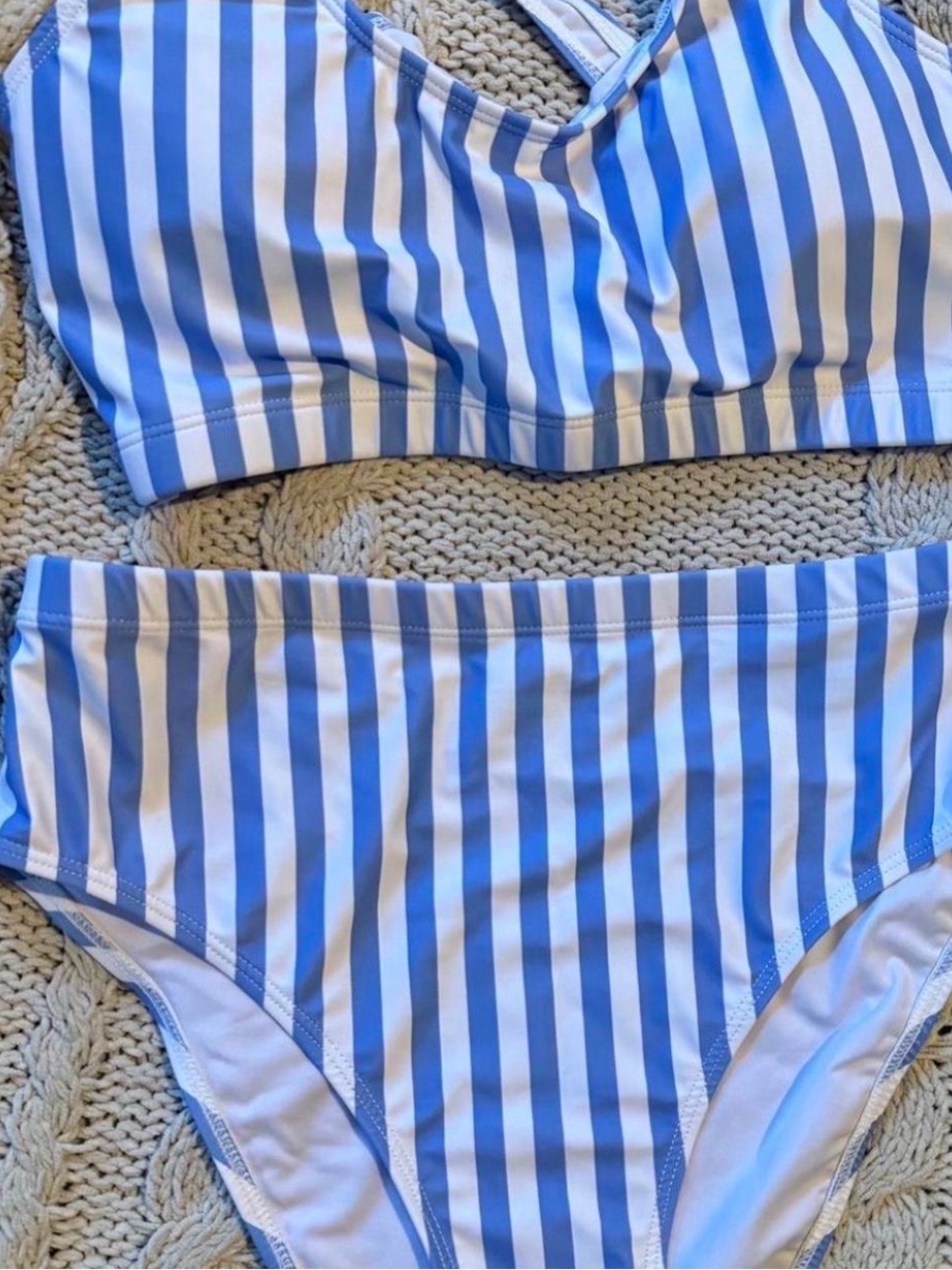Women’s Blue and white striped bikini set 🐬